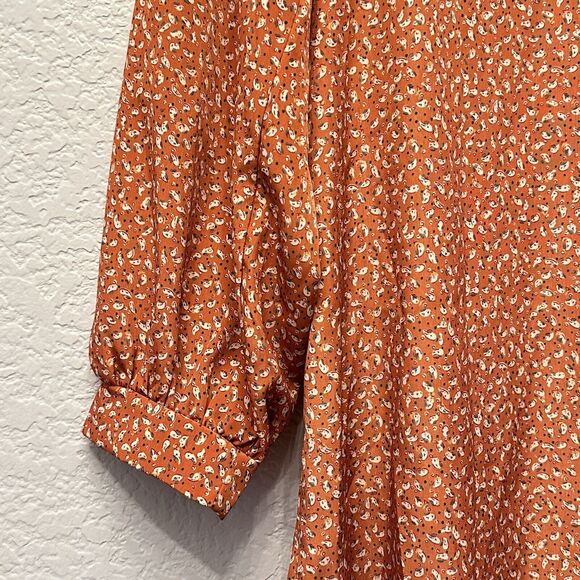 Everly Dress Womens Small Cottagecore Boho Lined 3/4 Sleeve Shift Knee Length - Picture 9 of 12